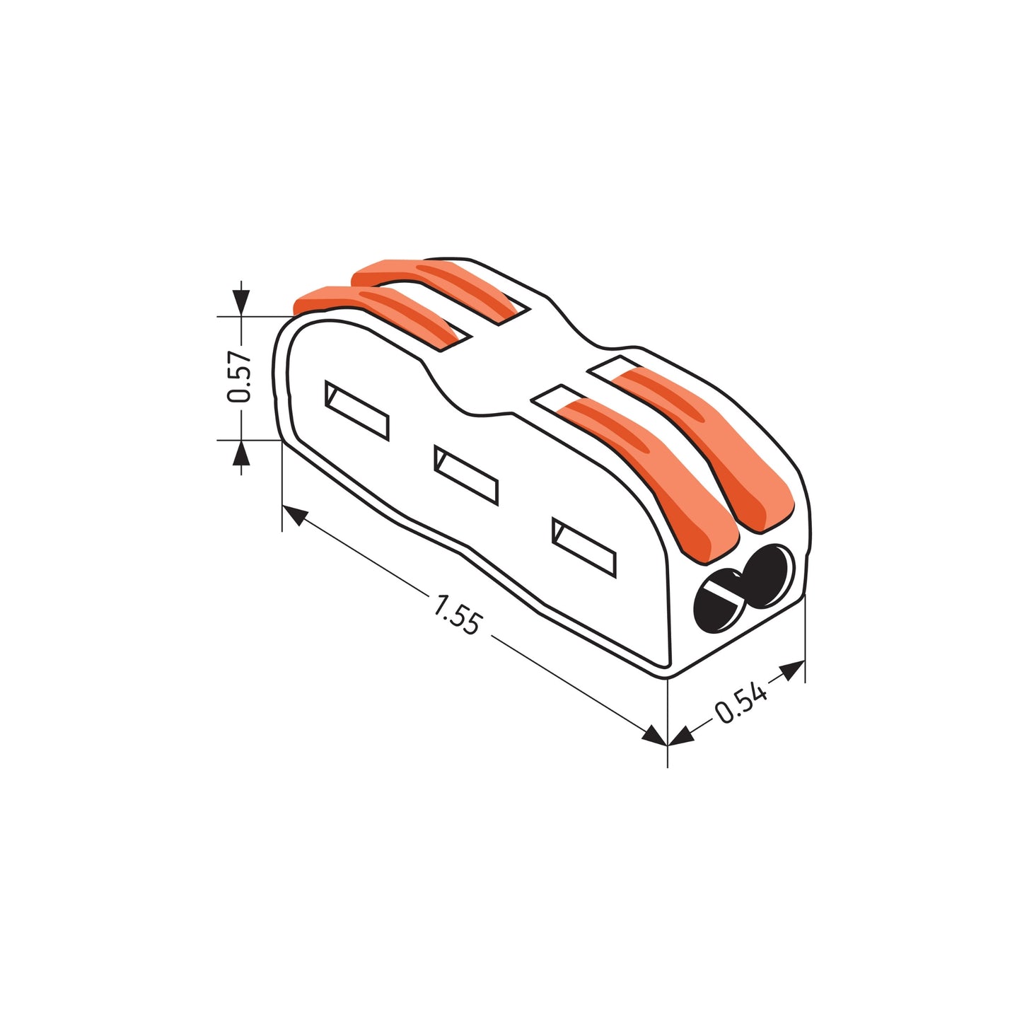 2-Way Pass-Through Reusable Splicing Wire Connectors