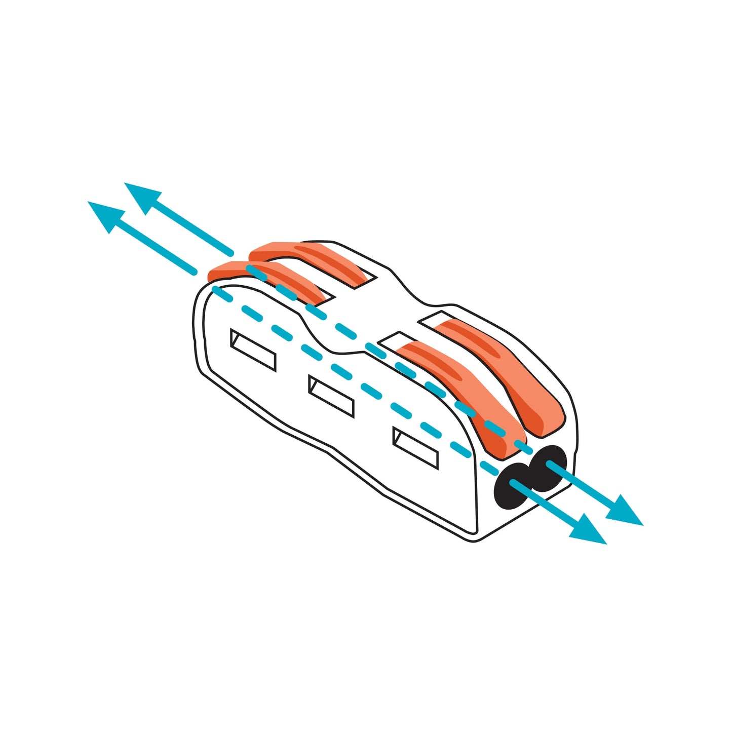 2-Way Pass-Through Reusable Splicing Wire Connectors